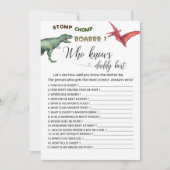 Invitation Dino Party estompe chomp roar jeux qui connaît pap (Devant)