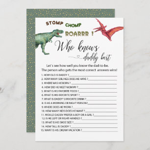Invitation Dino Party estompe chomp roar jeux qui connaît pap