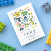 Invitation Dino Party mignonne Dinosaures moderne Deuxième an