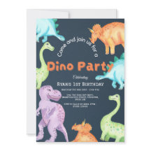 Invitation Dino Party pour garçons et filles