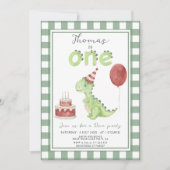 Invitation Dino Party | Premier anniversaire de Cute Dinosaur (Devant)