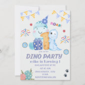 Invitation Dino Party premier anniversaire dinosaures mignons (Devant)
