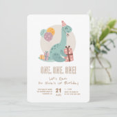 Invitation Dino Party Rawr Cute 1er anniversaire (Debout devant)