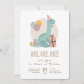Invitation Dino Party Rawr Cute 1er anniversaire (Devant)