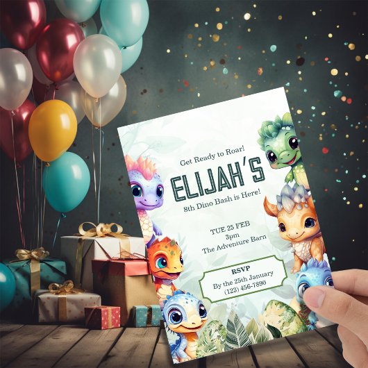 Invitation Dino Roar 8e anniversaire Bash