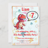Invitation Dino Roar fête d'anniversaire (Devant)
