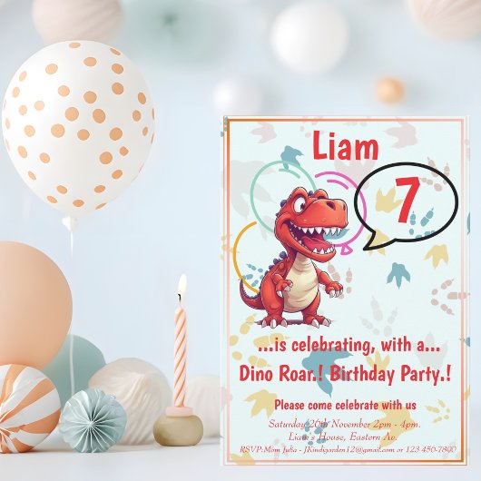 Invitation Dino Roar fête d'anniversaire