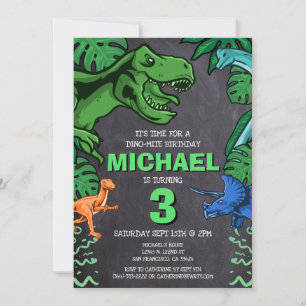 Invitation Dino Trex Jurassic Boy Dinosaur Anniversaire