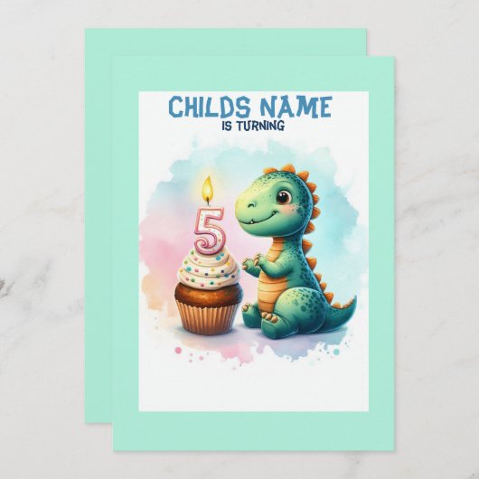 Invitation Dino Turin 5 Anniversaire (Devant / Derrière)