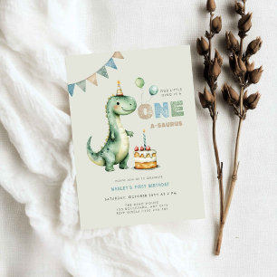 Invitation Dino Vert Est Un Premier Anniversaire De Dinosaure