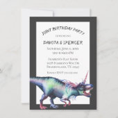 Invitation Dinocorn fête d'anniversaire conjointe | Unicorn D (Devant)