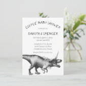 Invitation Dinocorn Silver | Baby shower Couples monochromes (Debout devant)