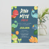 Invitation Dinomite Party Dinosaur Anniversaire (Debout devant)