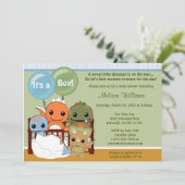 Invitation Dinos DINOSAUR Baby shower invité DAPC (Debout devant)