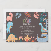 Invitation Dinos, rugissons anniversaires de enfants (Devant)