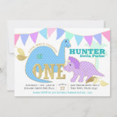 Invitation Dinosaur 1er anniversaire fête (Devant)