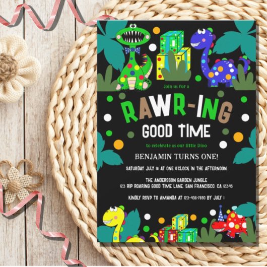 Invitation Dinosaur 1er anniversaire fête