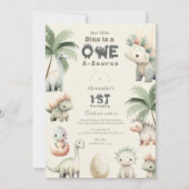 Invitation Dinosaur 1er anniversaire fête (Devant)