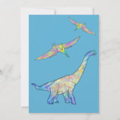 Invitation Dinosaur 1er anniversaire fête bleu (Dos)