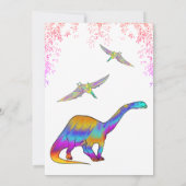 Invitation Dinosaur 1er anniversaire fête rose photo (Dos)