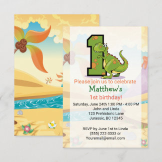 Invitation Dinosaur 1er anniversaire personnalisé