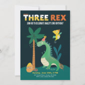 Invitation Dinosaur 3-Rex Enfants Troisième anniversaire Invi (Devant)