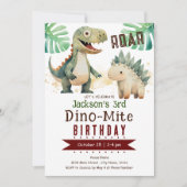 Invitation Dinosaur 3e aquarelle d'anniversaire (Devant)