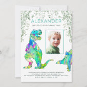 Invitation Dinosaur 3ème anniversaire de fête Photo (Devant)