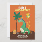 Invitation Dinosaur 4-A-Saurus Enfants Quatrième anniversaire (Devant)