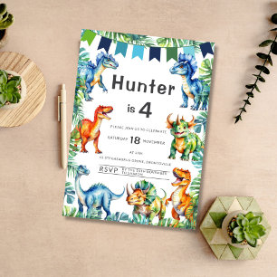 Invitation Dinosaur 4e anniversaire