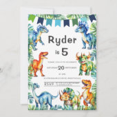 Invitation Dinosaur 5e anniversaire (Devant)