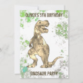 Invitation Dinosaur 5e anniversaire fête T Rex Boys Photo Gre (Dos)