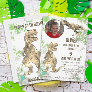 Invitation Dinosaur 5e anniversaire fête T Rex Boys Photo Gre