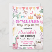 Invitation Dinosaur 5e anniversaire fille 5 A Saurus Party (Devant)