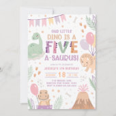 Invitation Dinosaur 5e anniversaire Invitation. Cinq bébés Di (Devant)