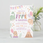 Invitation Dinosaur 5e anniversaire Invitation. Cinq bébés Di (Debout devant)