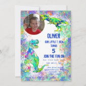 Invitation Dinosaur 5e fête d'anniversaire (Devant)