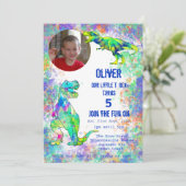 Invitation Dinosaur 5e fête d'anniversaire (Debout devant)