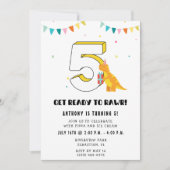Invitation Dinosaur 5e fête d'anniversaire de garçon (Devant)