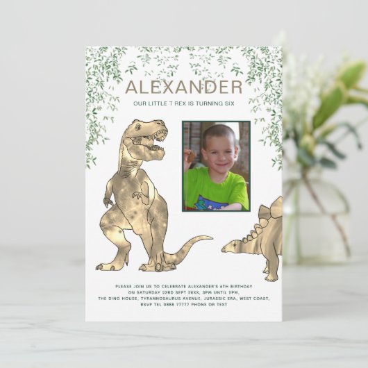Invitation Dinosaur 6e fête d'anniversaire (Debout devant)