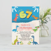 Invitation Dinosaur 7th Birthday Party I Was 6 Now I'm 7 (Debout devant)