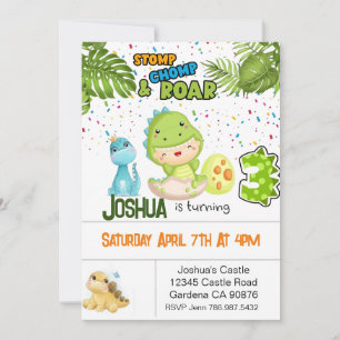 Invitation Dinosaur à l'invitation de 3 ans