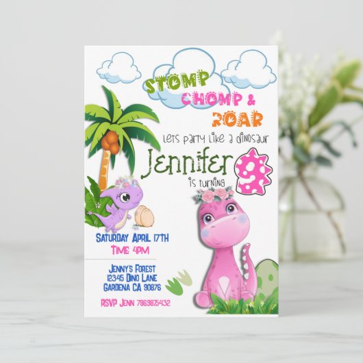 Invitation Dinosaur à l'invitation de 9 ans (Debout devant)