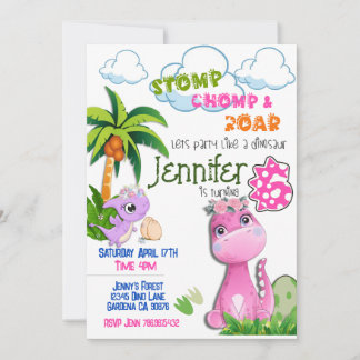 Invitation Dinosaur à six ans