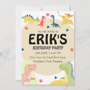 Invitation Dinosaur Amour 6e fête d'anniversaire
