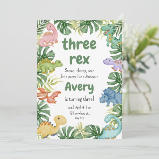 Invitation Dinosaur Anniversaire (Debout devant)
