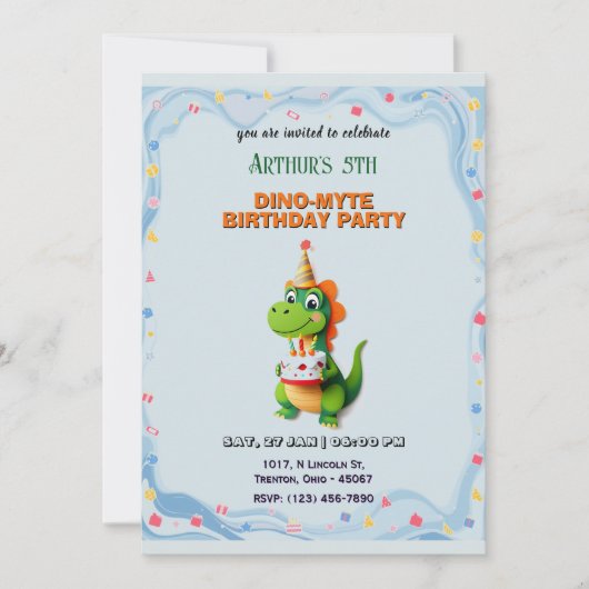 Invitation Dinosaur Anniversaire Bash Personnalisé (Devant)