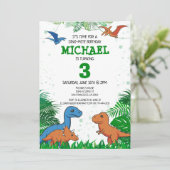 Invitation Dinosaur Anniversaire de enfant Dino Trex Boy (Debout devant)