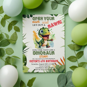 Invitation Dinosaur Anniversaire de enfant Dino Trex Boy