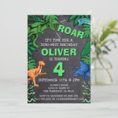 Invitation Dinosaur Anniversaire de enfant Dino Trex Chalkboa (Debout devant)